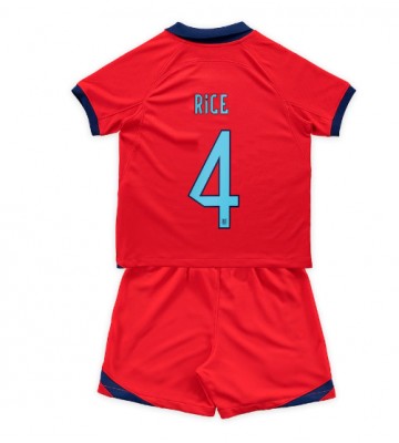 Anglia Declan Rice #4 Koszulka Wyjazdowych Dziecięca MŚ 2022 Krótki Rękaw (+ Krótkie spodenki)